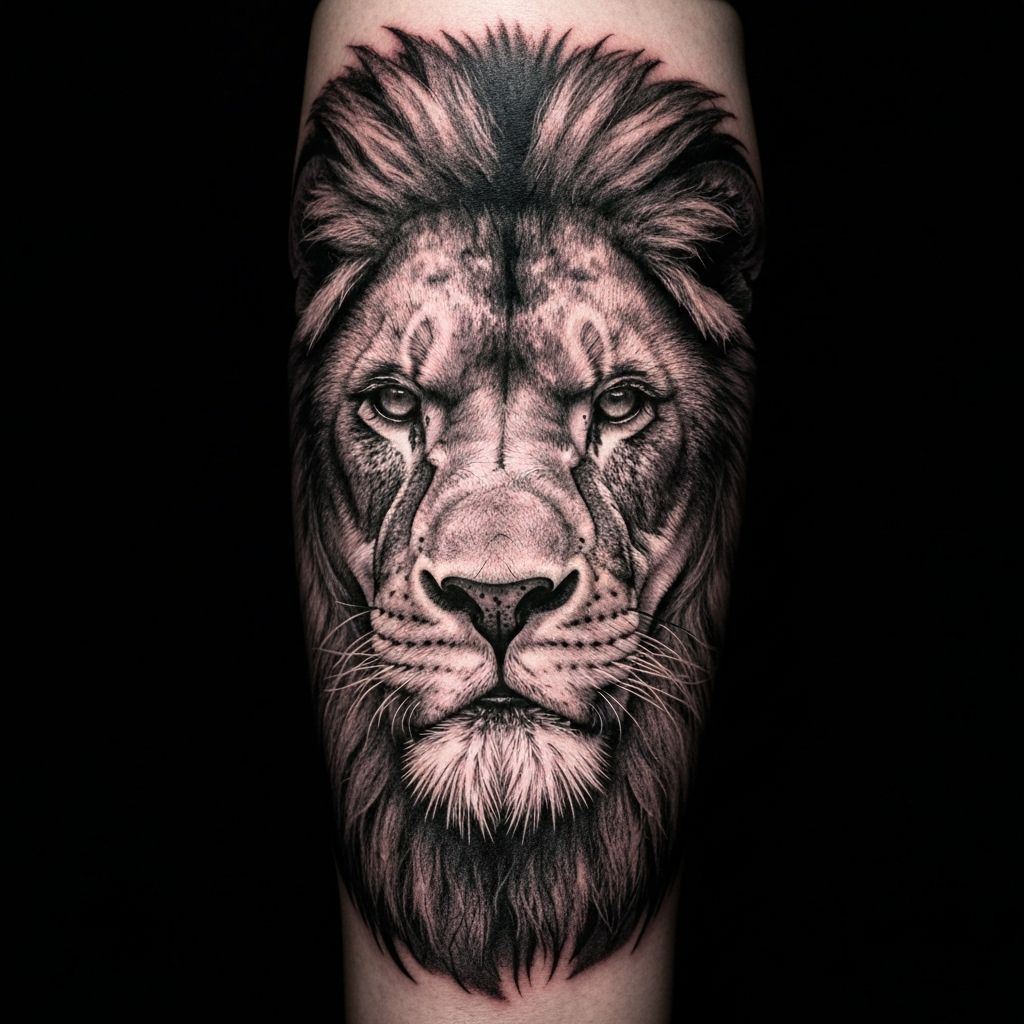 Detailed black and grey tattoo artwork